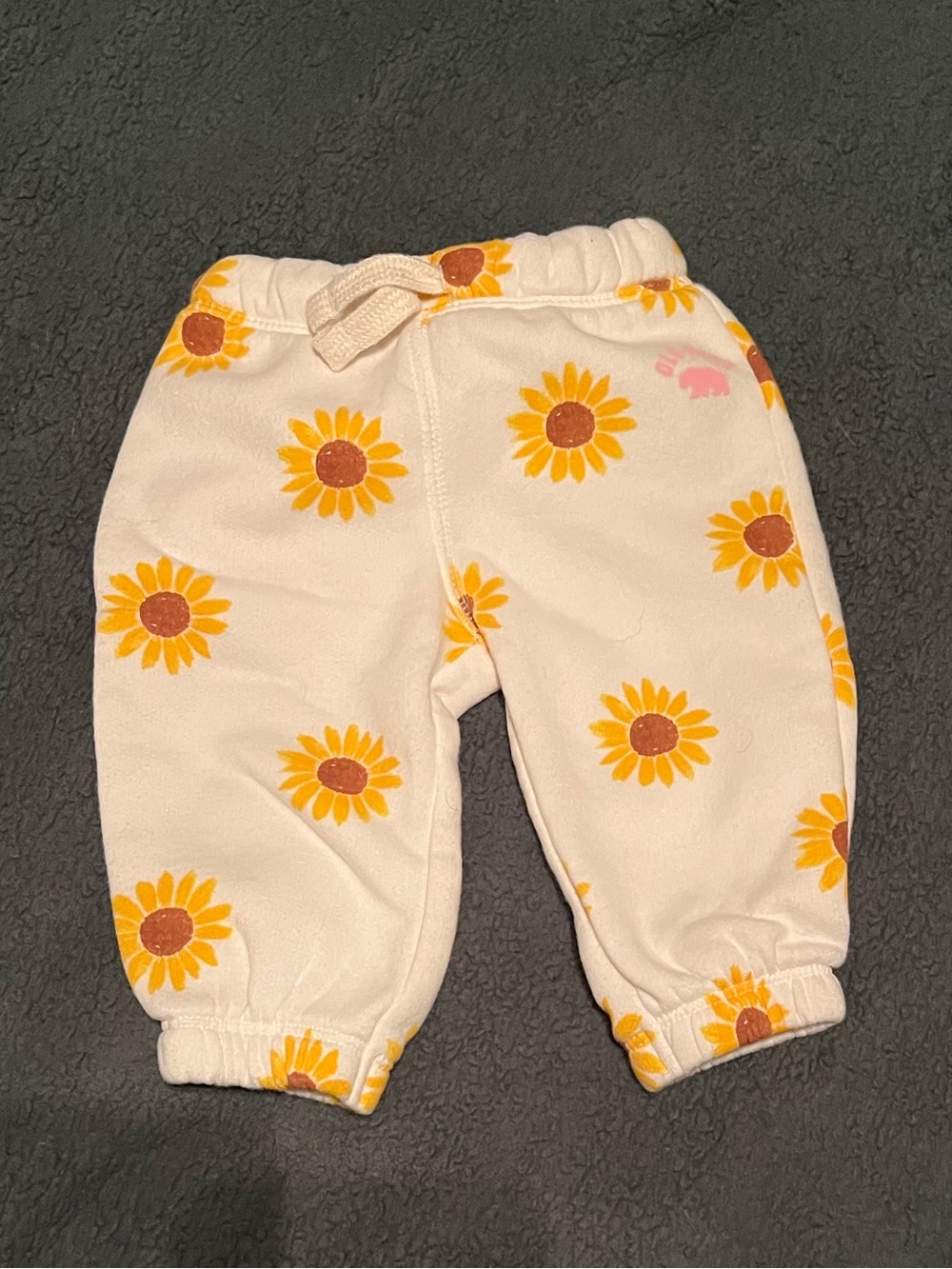 Old Navy White Joggers with Yellow Sunflower Print
